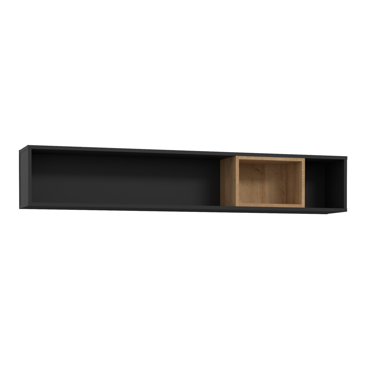 High Rock Wall Shelf in Matt Black and Riviera Oak